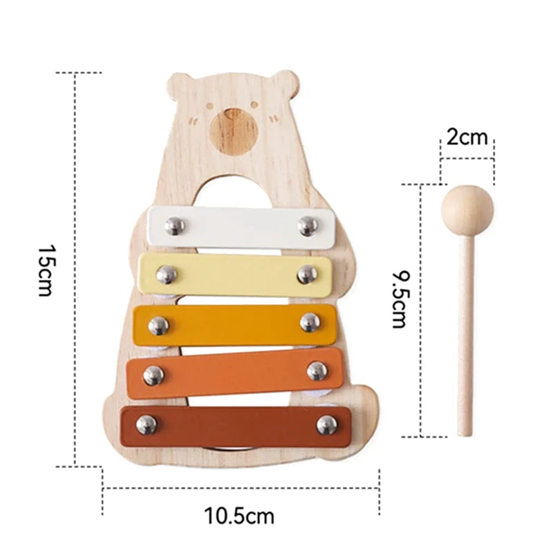 Xylophone Forme Ours en Bois pour Enfant