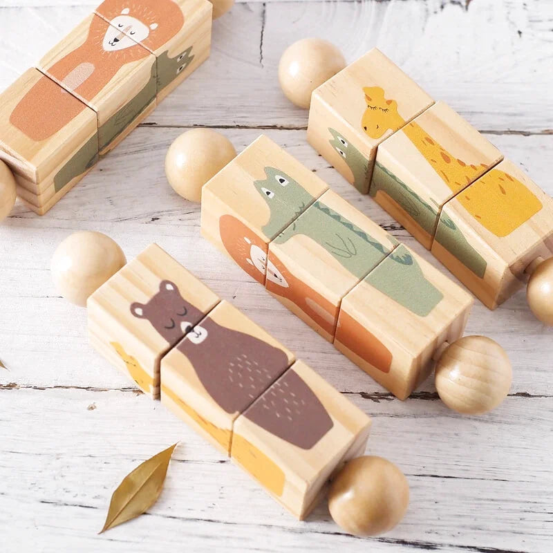 Barre en Bois Puzzle Animaux