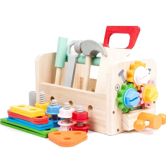 Boîte à Outils en Bois - 36 Pièces