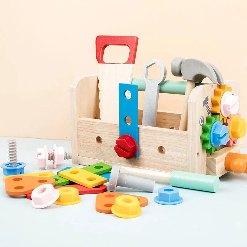 Boîte à Outils en Bois - 36 Pièces