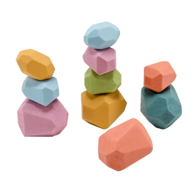 Briques Arc-en-Ciel en Bois à Empiler - 10 pièces