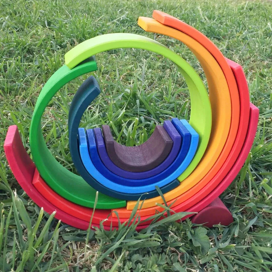 Grand Arc-en-Ciel en Bois Montessori - 12 pièces - 18*7*36 cm