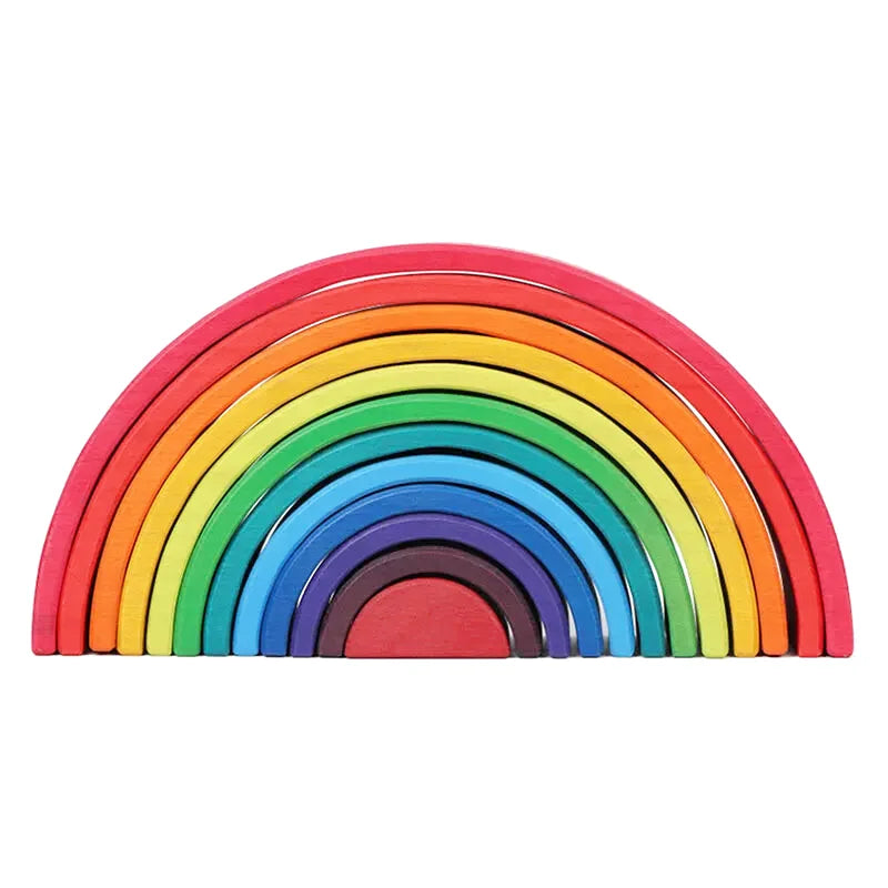 Grand Arc-en-Ciel en Bois Montessori - 12 pièces - 18*7*36 cm