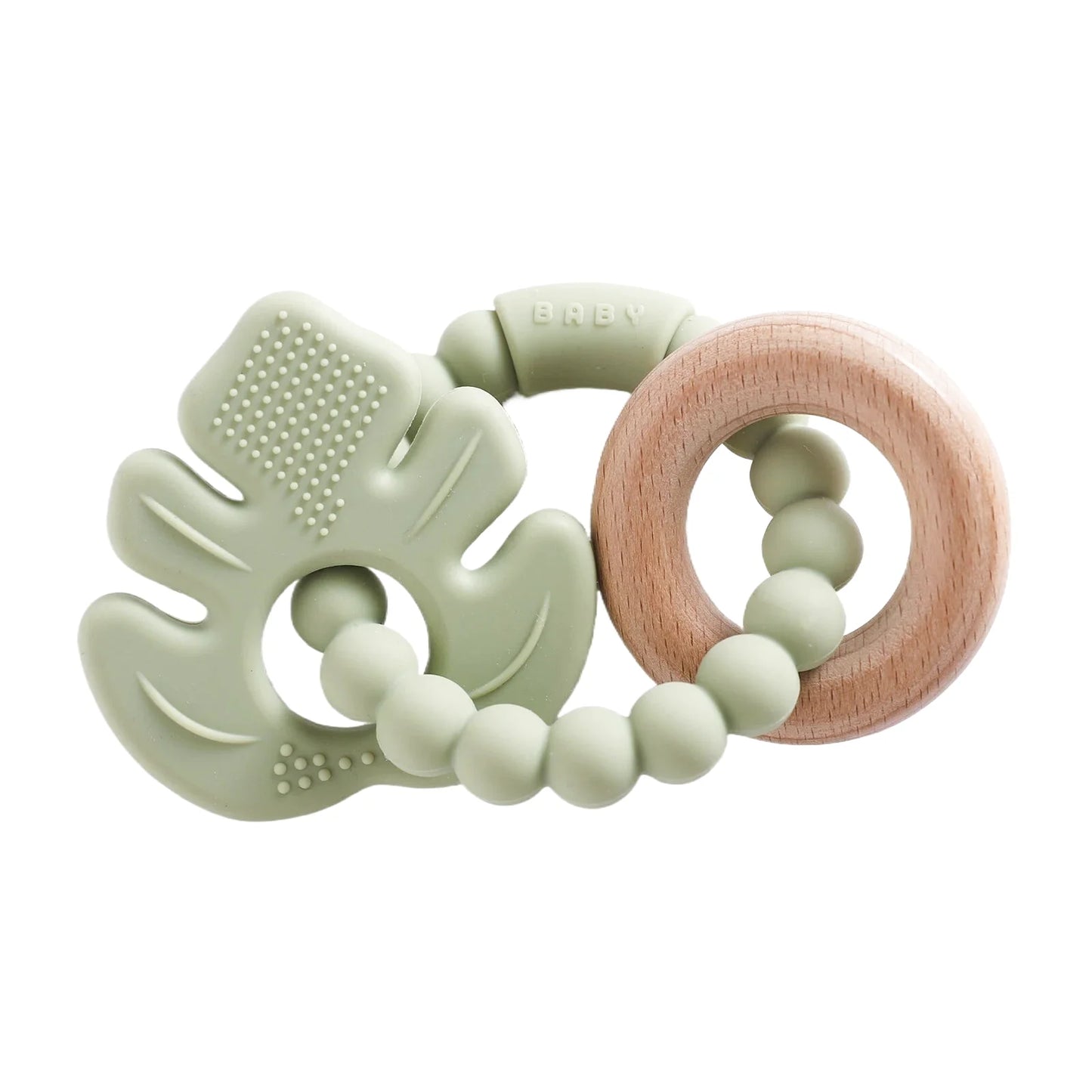 Hochet en Bois et Silicone avec Anneau de Dentition