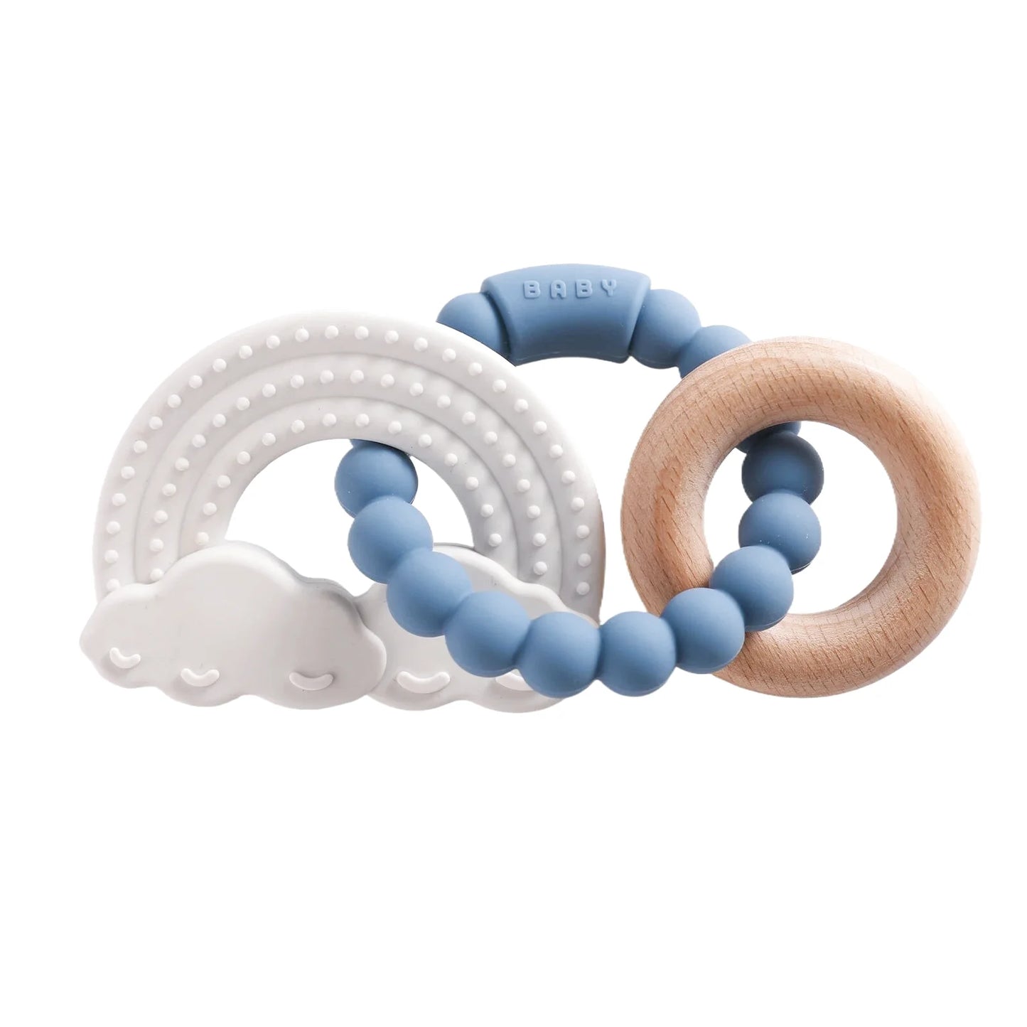 Hochet en Bois et Silicone avec Anneau de Dentition