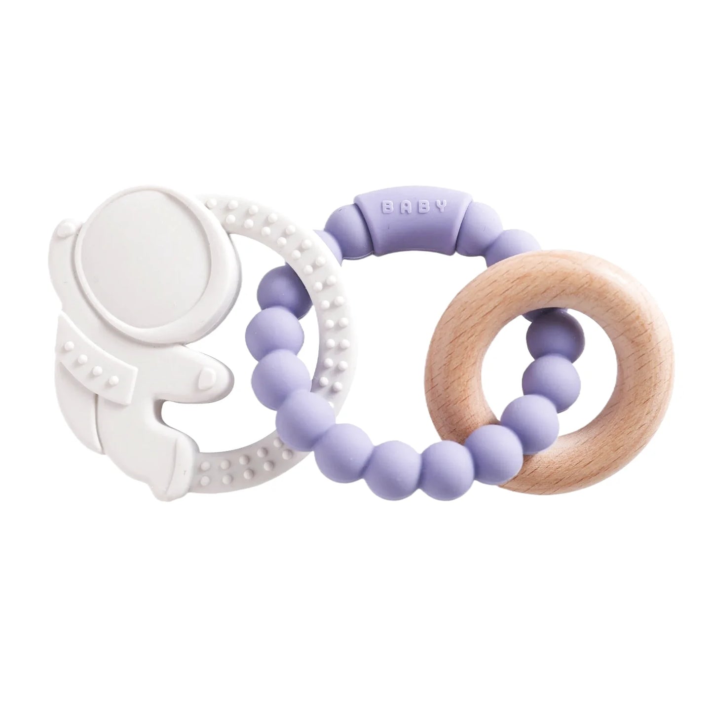 Hochet en Bois et Silicone avec Anneau de Dentition