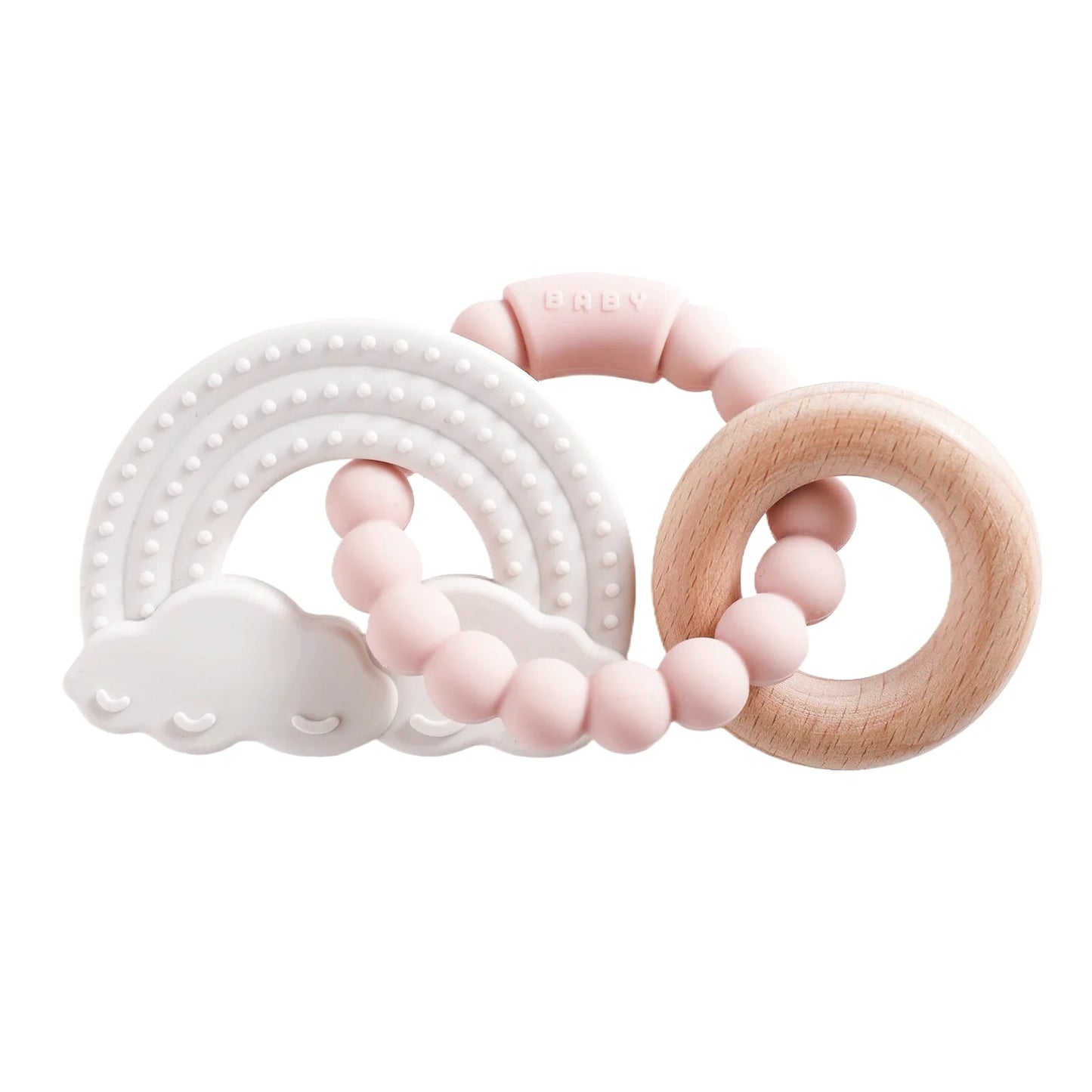 Hochet en Bois et Silicone avec Anneau de Dentition