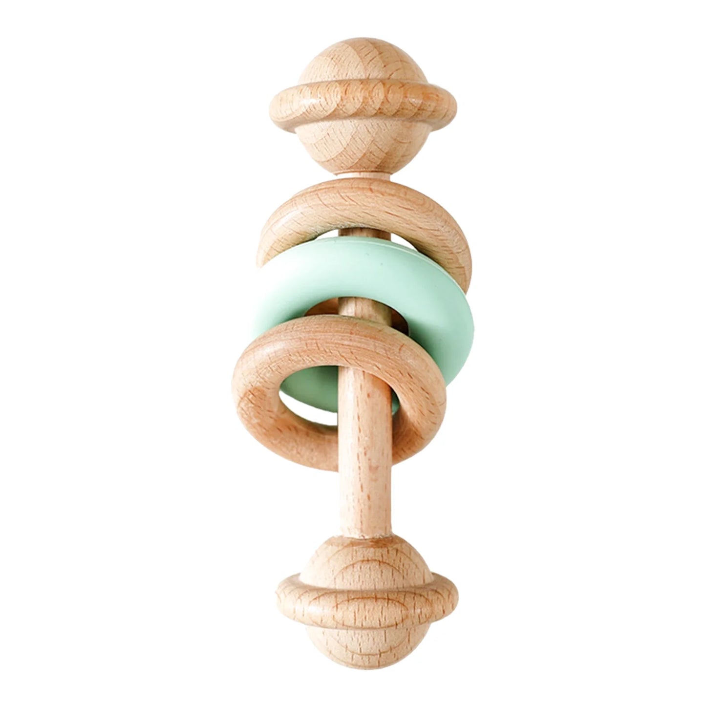 Hochet en Bois pour Bébé avec Anneau de Dentition