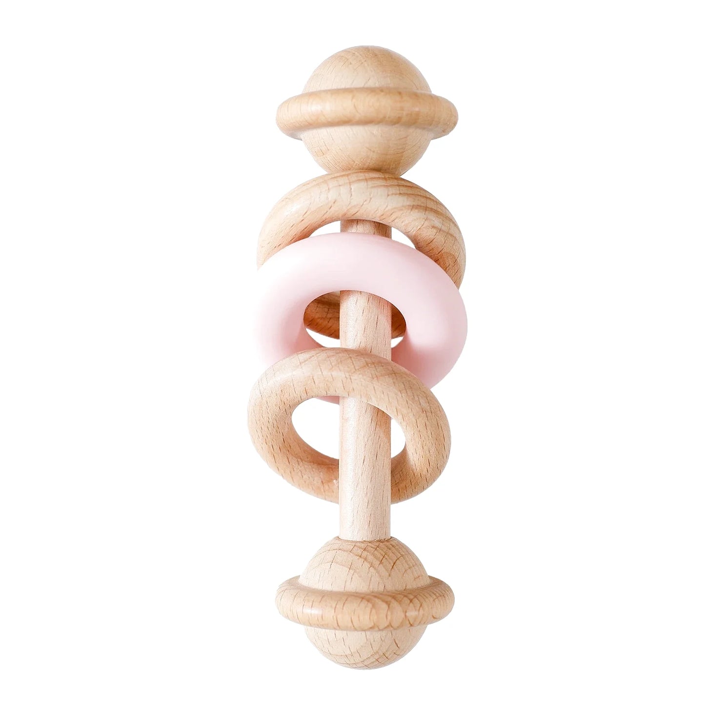 Hochet en Bois pour Bébé avec Anneau de Dentition