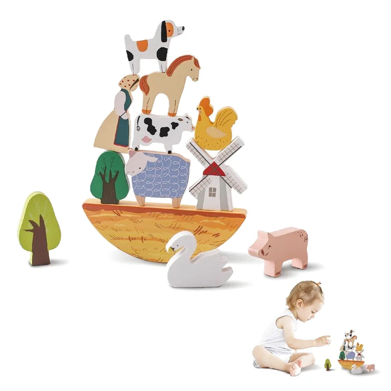 Jeu de Balance en Bois Avec Animaux de la Ferme