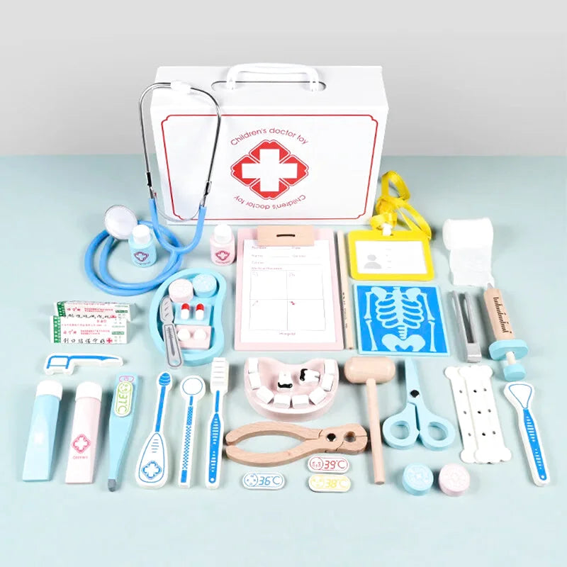 Jeu d'Imitation Très Complet en Bois - Docteur - 43 Pièces