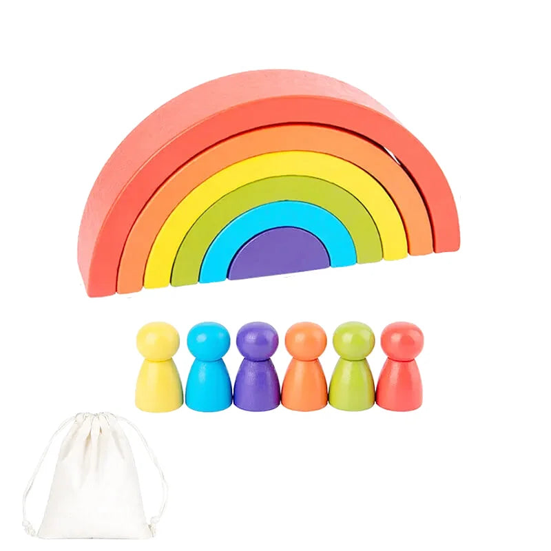 Mini Arc-en-Ciel Montessori 6 Pièces avec ses 6 Personnage - 3*14*7 cm