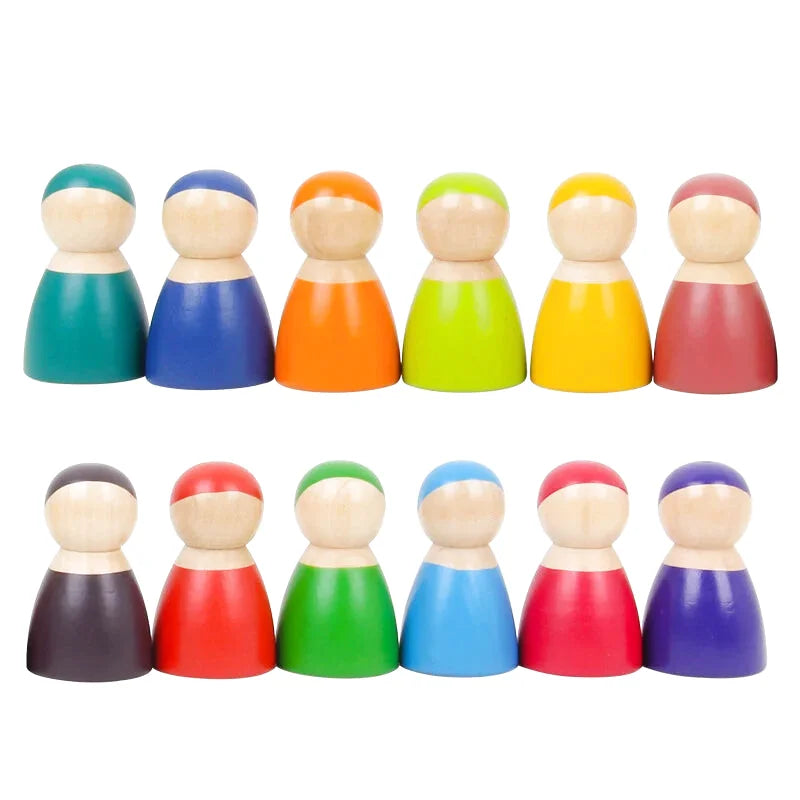 Personnages Arc-en-Ciel Montessori - 12 pièces