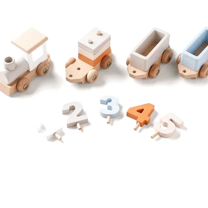 Train d'Eveil en Bois à Tirer avec Chiffres