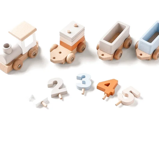 Train d'Eveil en Bois à Tirer avec Chiffres